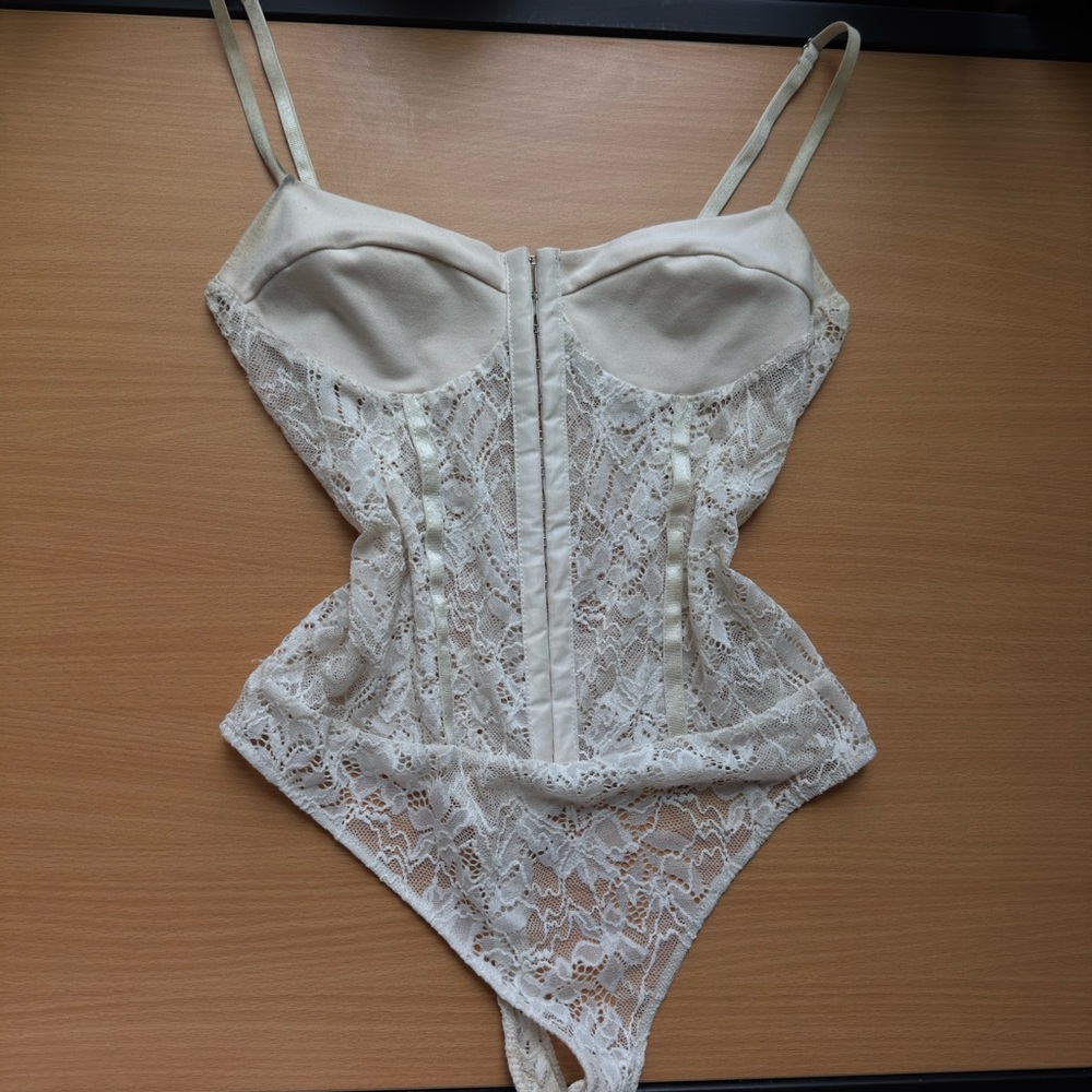 Free People Cream Lace Bodysuit